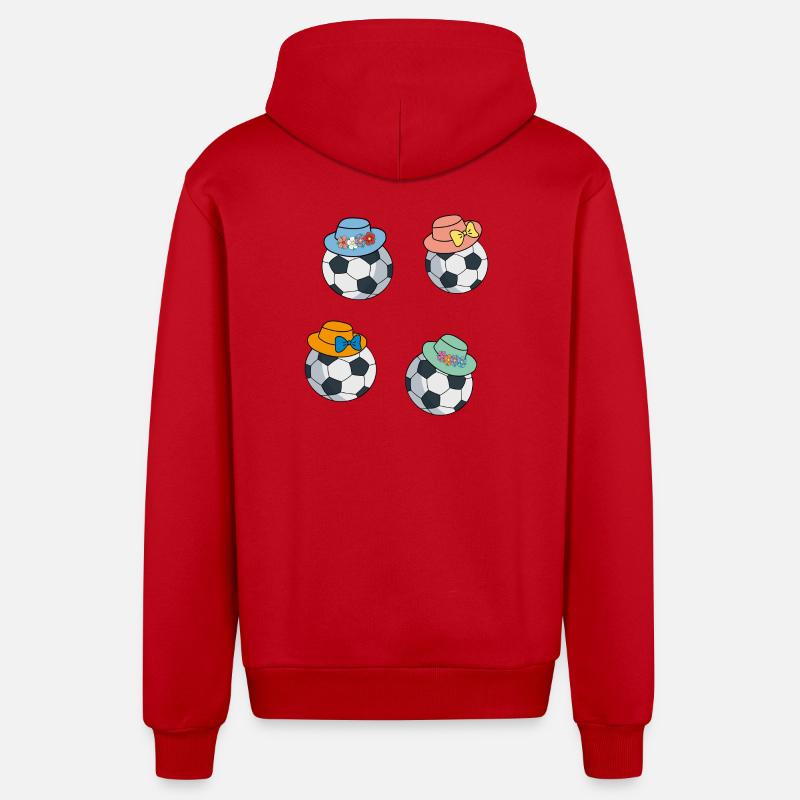 Fußbälle mit Hut - Organic Relaxed Kapuzenjacke Made in EU - Rot