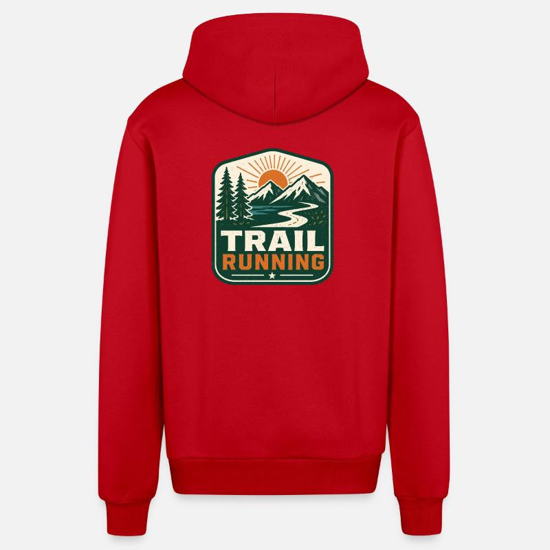 Trail running - Veste à capuche bio décontractée fabriquée en UE - rouge