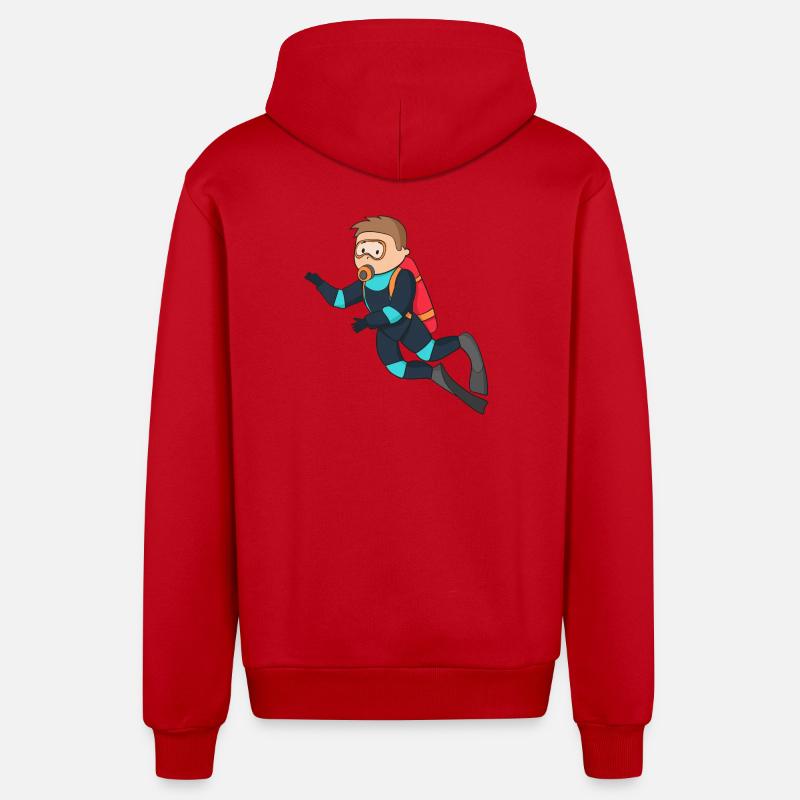 diving - Organic Relaxed Kapuzenjacke Made in EU - Rot