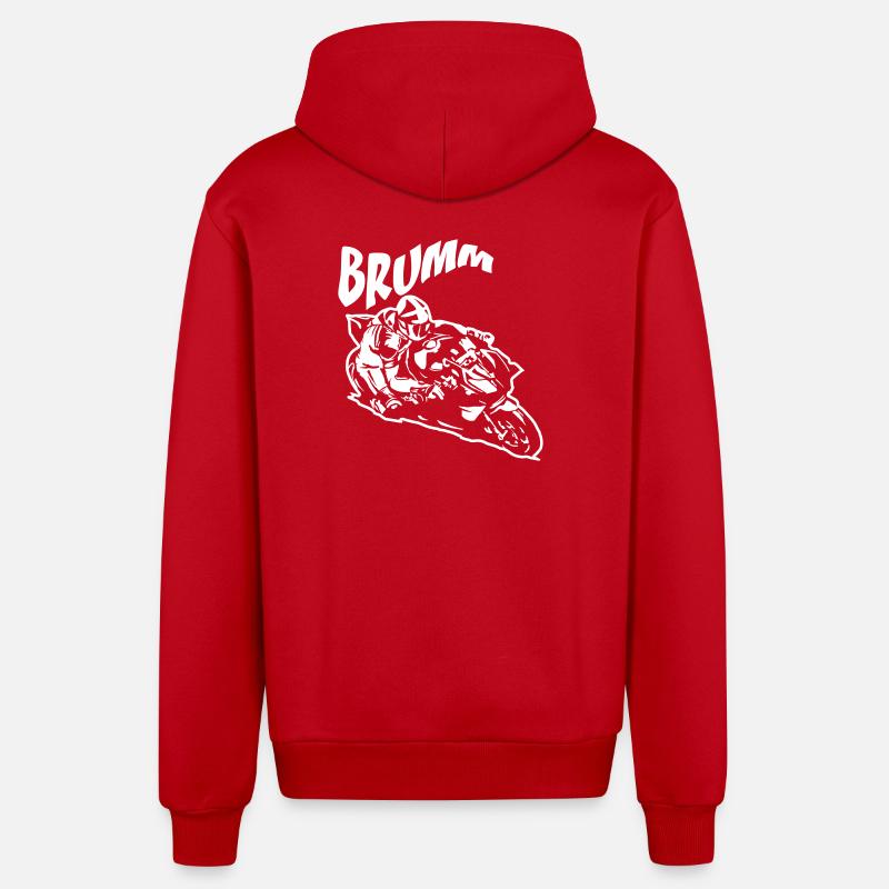 Brumm Biker Blanc - Veste à capuche bio décontractée fabriquée en UE - rouge