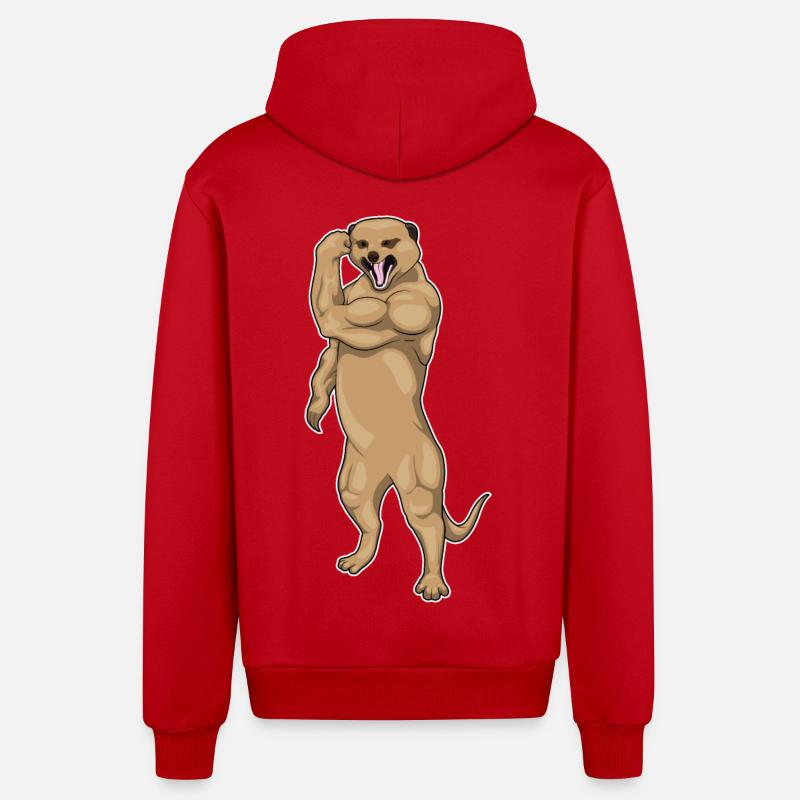 Suricate Bodybuilder Musculation - Veste à capuche bio décontractée fabriquée en UE - rouge