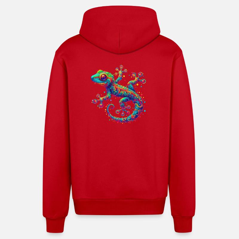 Gecko - Veste à capuche bio décontractée fabriquée en UE - rouge