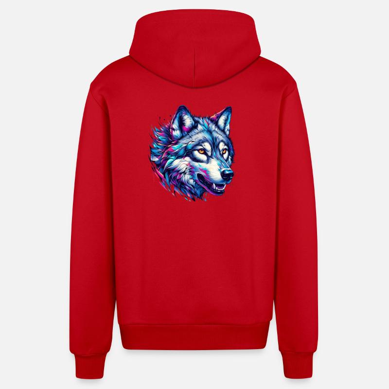 Loup - Veste à capuche bio décontractée fabriquée en UE - rouge