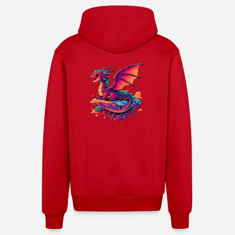 Dragon - Veste à capuche bio décontractée fabriquée en UE - rouge
