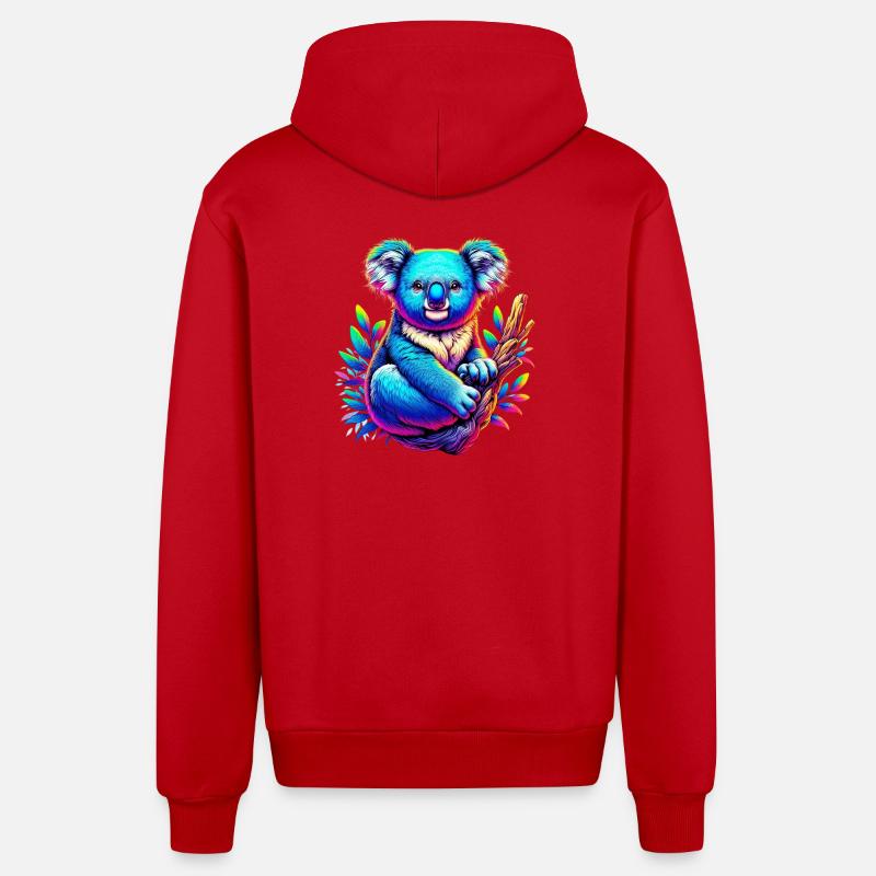 Koala - Veste à capuche bio décontractée fabriquée en UE - rouge
