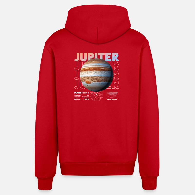 Détails de Jupiter - Veste à capuche bio décontractée fabriquée en UE - rouge