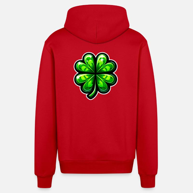 Trèfle à quatre feuilles - Veste à capuche bio décontractée fabriquée en UE - rouge