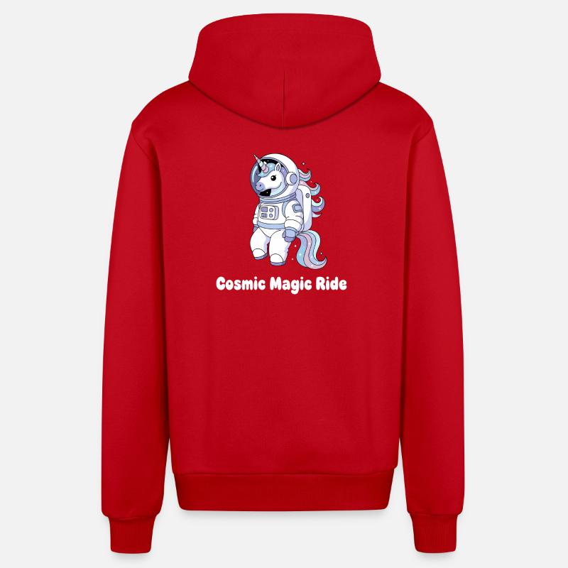Kosmische Einhorn Raumfahrt - Organic Relaxed Kapuzenjacke Made in EU - Rot