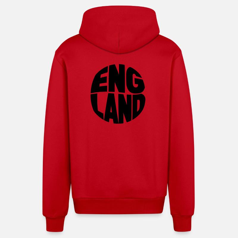 Typographie de l’Angleterre - Veste à capuche bio décontractée fabriquée en UE - rouge