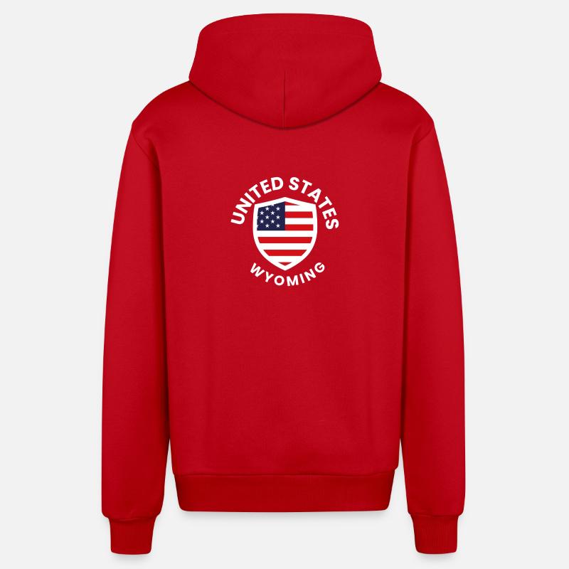 Bouclier uni du Wyoming - Veste à capuche bio décontractée fabriquée en UE - rouge