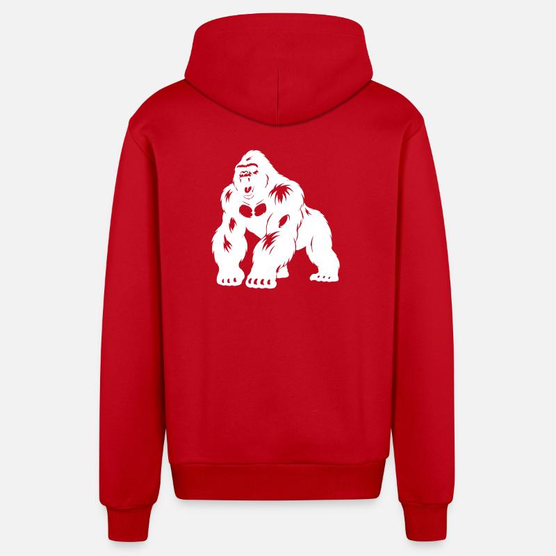 Silhouette Gorille dos argenté - Veste à capuche bio décontractée fabriquée en UE - rouge