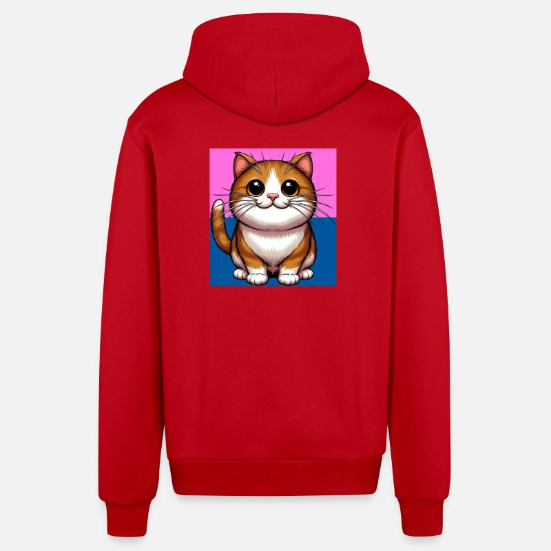 chat - Veste à capuche bio décontractée fabriquée en UE - rouge