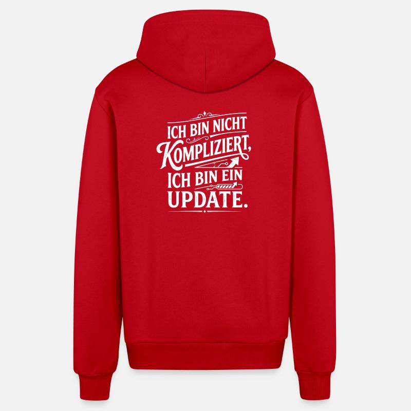 Ich bin ein Update nicht kompliziert - Organic Relaxed Kapuzenjacke Made in EU - Rot