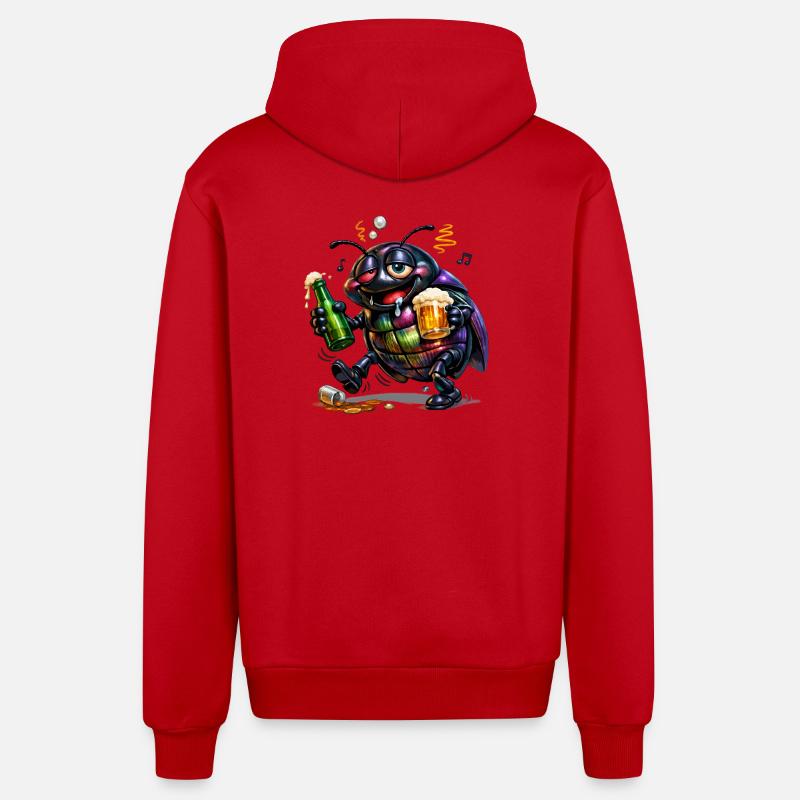 Drunk Tor - Organic Relaxed Hooded Jacket Made in EU - red