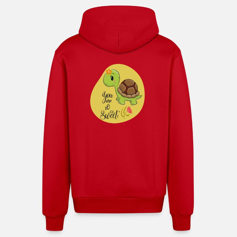 cute turtle - Organic Relaxed Hooded Jacket Made in EU - red