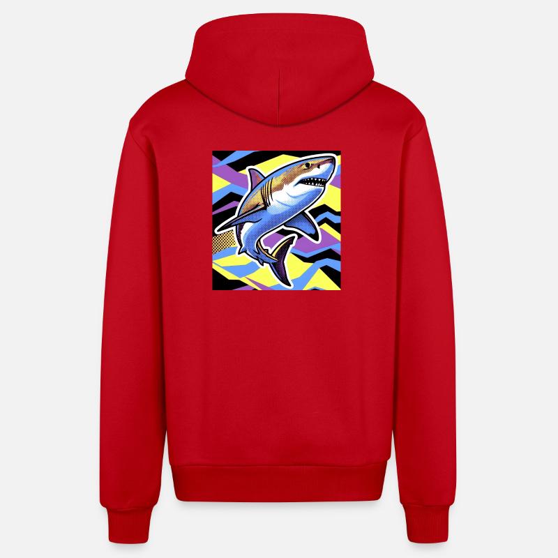 Requin - Veste à capuche bio décontractée fabriquée en UE - rouge