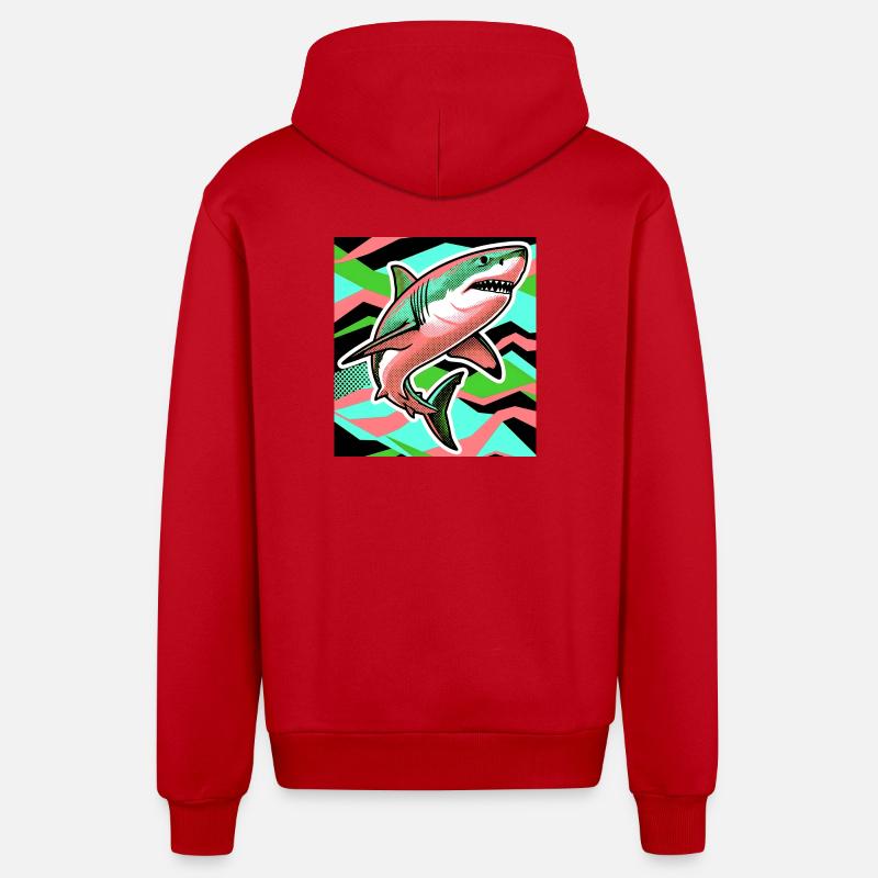 Requin - Veste à capuche bio décontractée fabriquée en UE - rouge