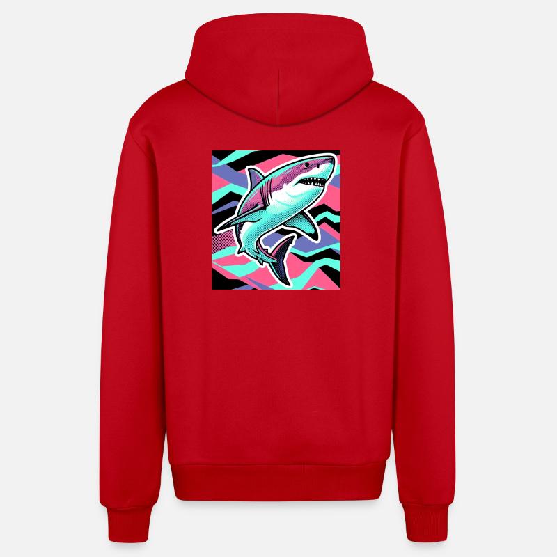 Requin - Veste à capuche bio décontractée fabriquée en UE - rouge