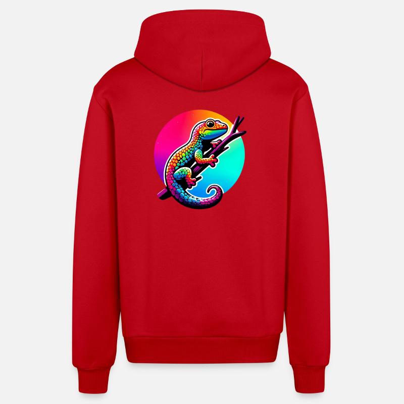 Gecko - Veste à capuche bio décontractée fabriquée en UE - rouge