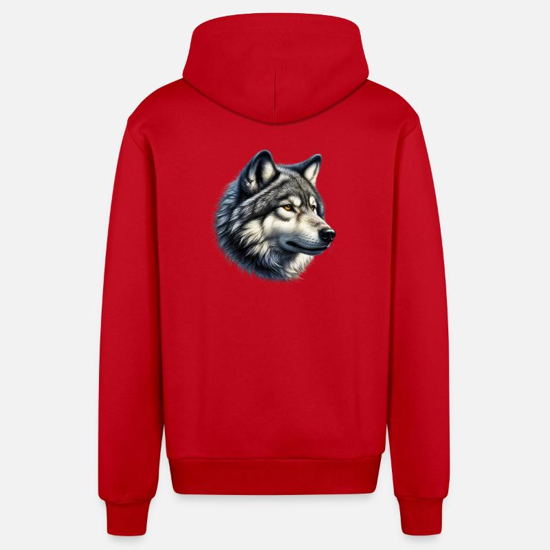 Loup - Veste à capuche bio décontractée fabriquée en UE - rouge