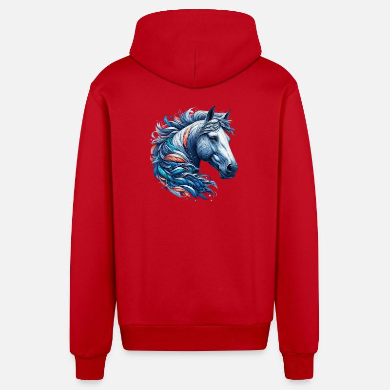 Cheval - Veste à capuche bio décontractée fabriquée en UE - rouge