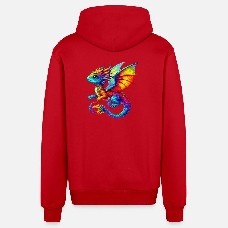 Dragon - Veste à capuche bio décontractée fabriquée en UE - rouge