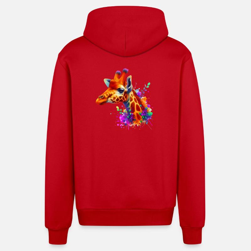 Girafe - Veste à capuche bio décontractée fabriquée en UE - rouge