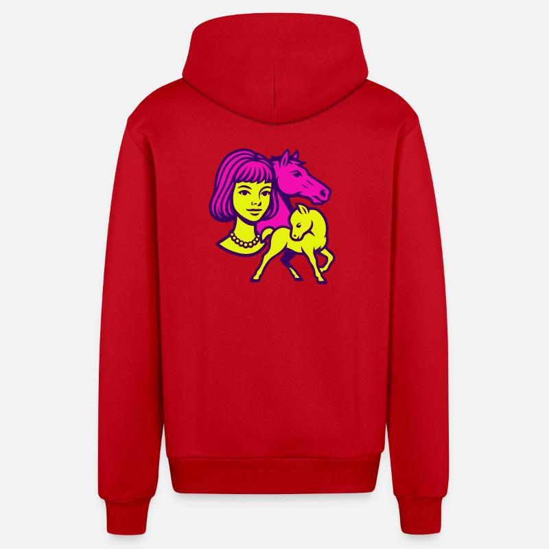 Pferdemädchen Pop-Art - Organic Relaxed Kapuzenjacke Made in EU - Rot