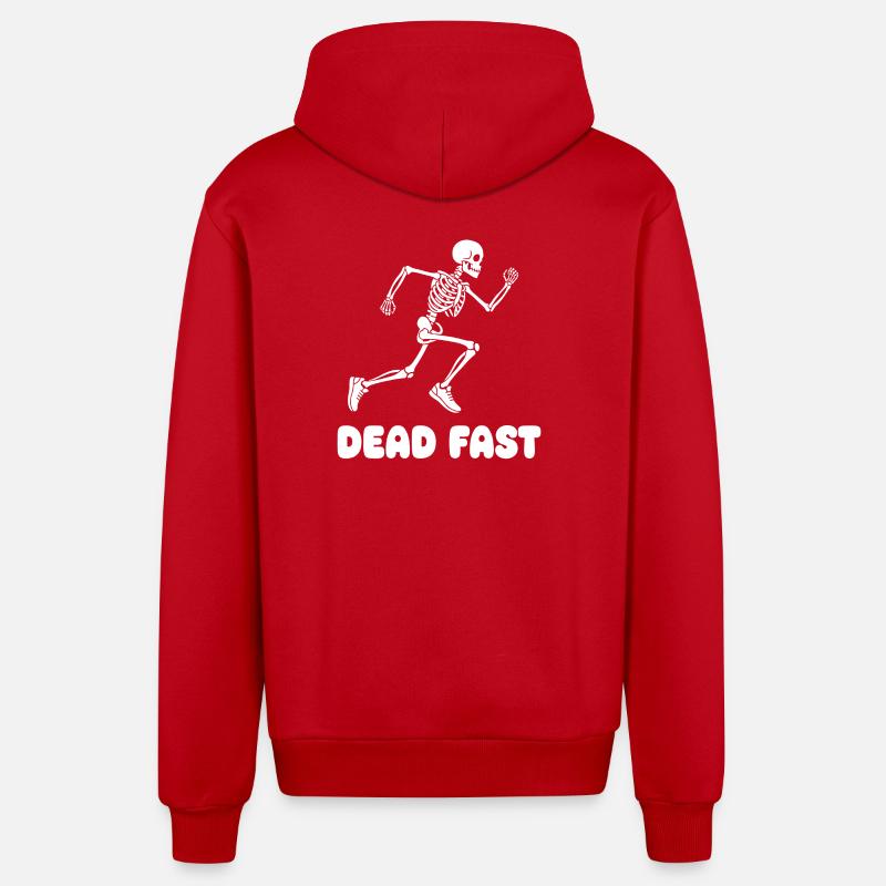 Skeleton Sprint Dead Fast - Organic Relaxed Hooded Jacket Made in EU - red