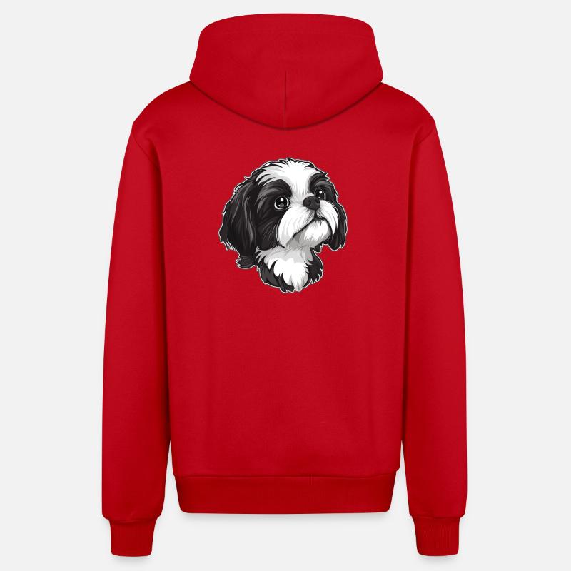 Shih Tzu - Veste à capuche bio décontractée fabriquée en UE - rouge