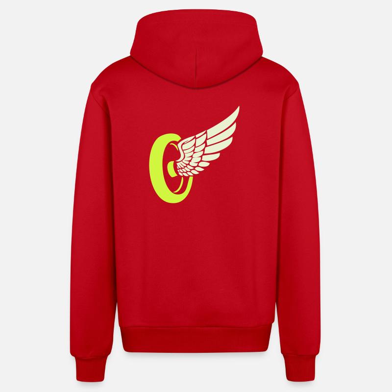 Aile de roue - Veste à capuche bio décontractée fabriquée en UE - rouge