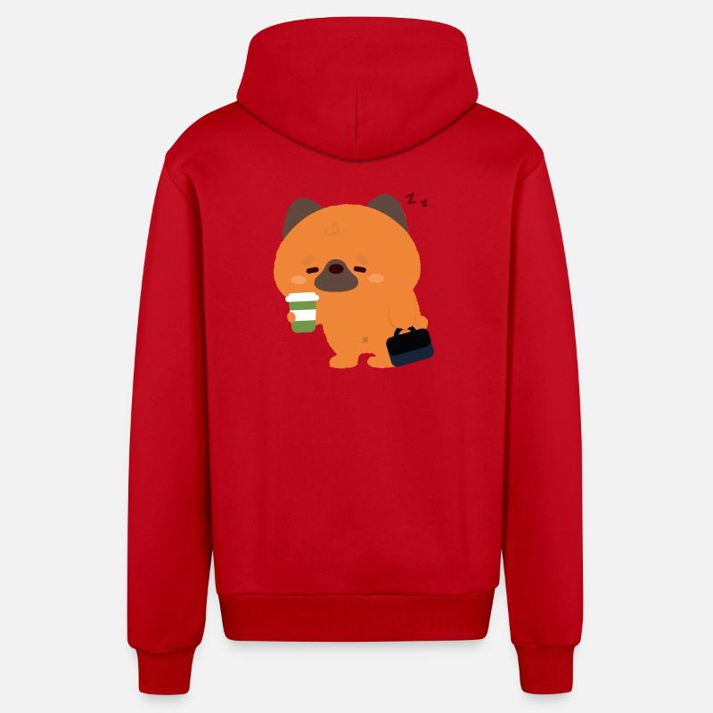 Café du Berger Allemand Endormi - Veste à capuche bio décontractée fabriquée en UE - rouge
