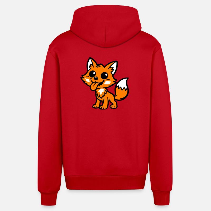 Bande dessinée Fox - Veste à capuche bio décontractée fabriquée en UE - rouge