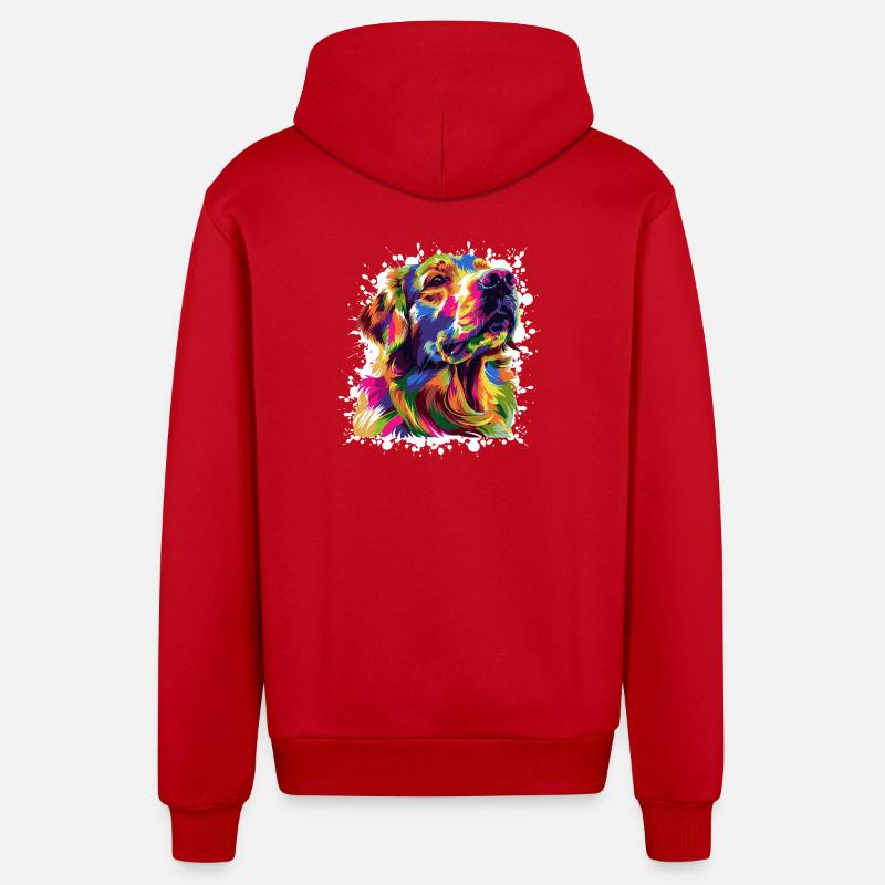 Graffiti d’art chien - Veste à capuche bio décontractée fabriquée en UE - rouge