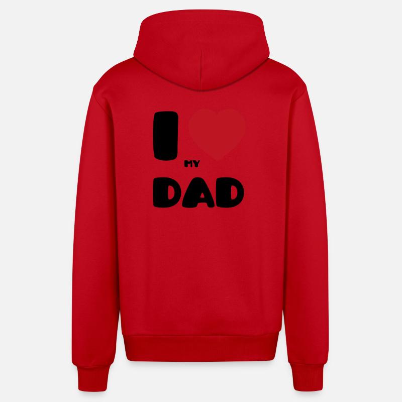 J’aime mon papa - Veste à capuche bio décontractée fabriquée en UE - rouge