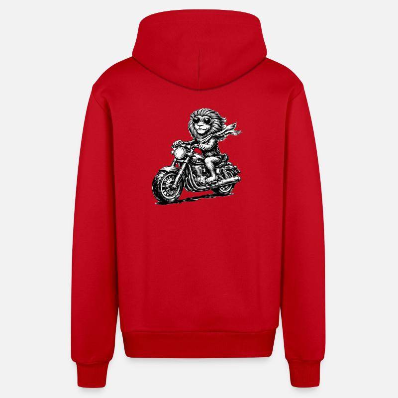 Singe sur écharpe de moto - Veste à capuche bio décontractée fabriquée en UE - rouge