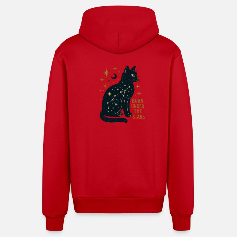 Constellation du Chat Stellaire - Veste à capuche bio décontractée fabriquée en UE - rouge
