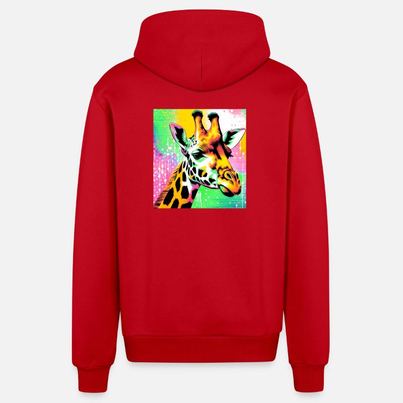 giraffe - Organic Relaxed Hooded Jacket Made in EU - red