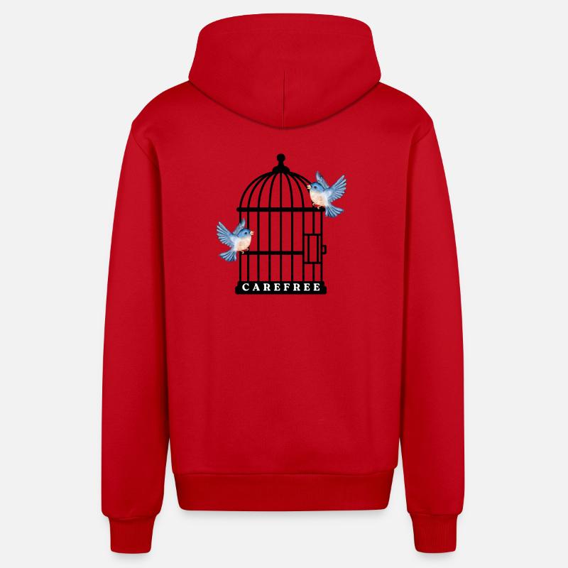 insouciant - Veste à capuche bio décontractée fabriquée en UE - rouge