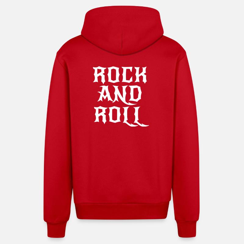 Logo Rock and Roll Gothic - Veste à capuche bio décontractée fabriquée en UE - rouge
