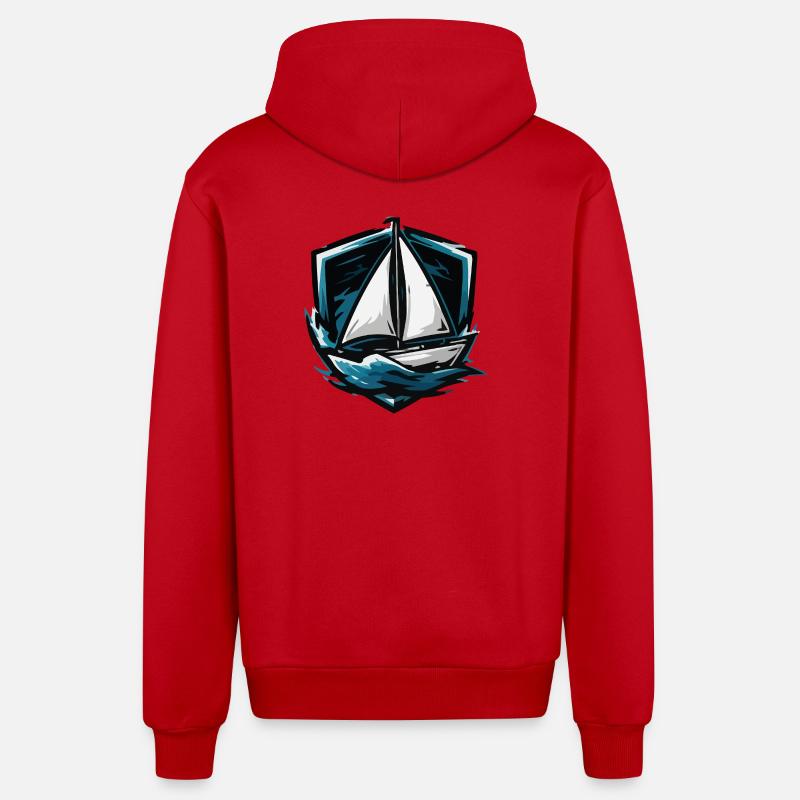 Graphique de tempête de voilier - Veste à capuche bio décontractée fabriquée en UE - rouge