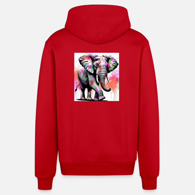elephant - Organic Relaxed Hooded Jacket Made in EU - red