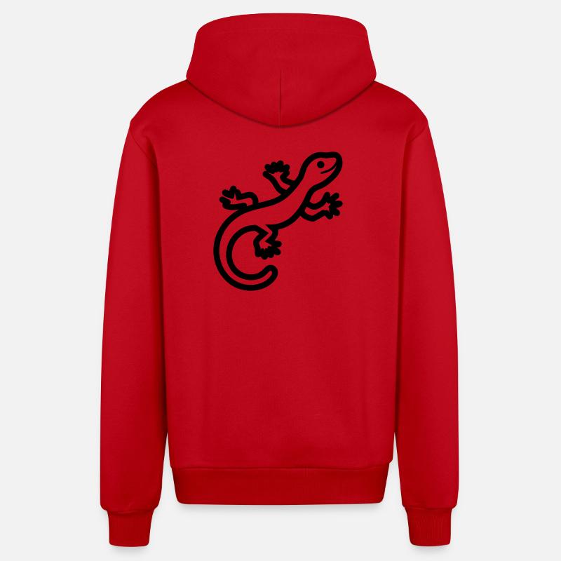 lézard - Veste à capuche bio décontractée fabriquée en UE - rouge