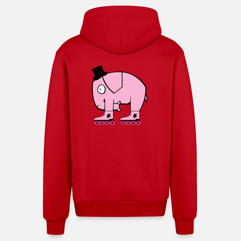 Pinker Elephant - Veste à capuche bio décontractée fabriquée en UE - rouge