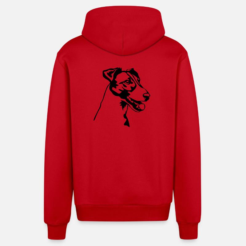 Tête de Fox Terrier - Veste à capuche bio décontractée fabriquée en UE - rouge