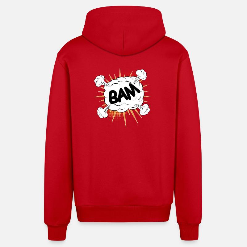 Bam comic fight cloud for your own texts & motifs - Organic Relaxed Hooded Jacket Made in EU - red