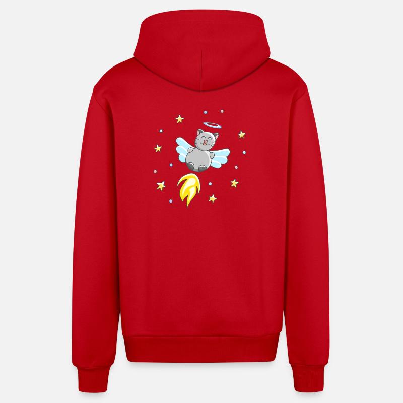 Ange - Motif mignon de chat - Veste à capuche bio décontractée fabriquée en UE - rouge