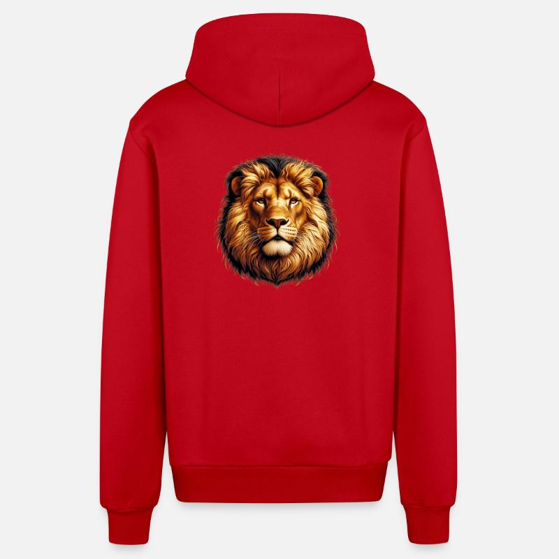 Löwe - Organic Relaxed Kapuzenjacke Made in EU - Rot