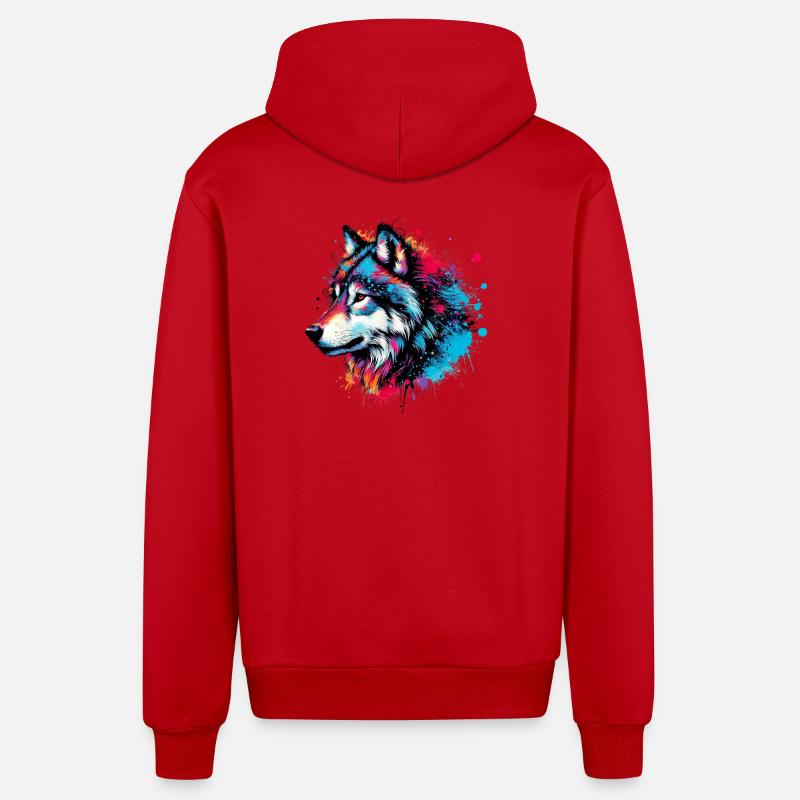 Wolf - Organic Relaxed Kapuzenjacke Made in EU - Rot
