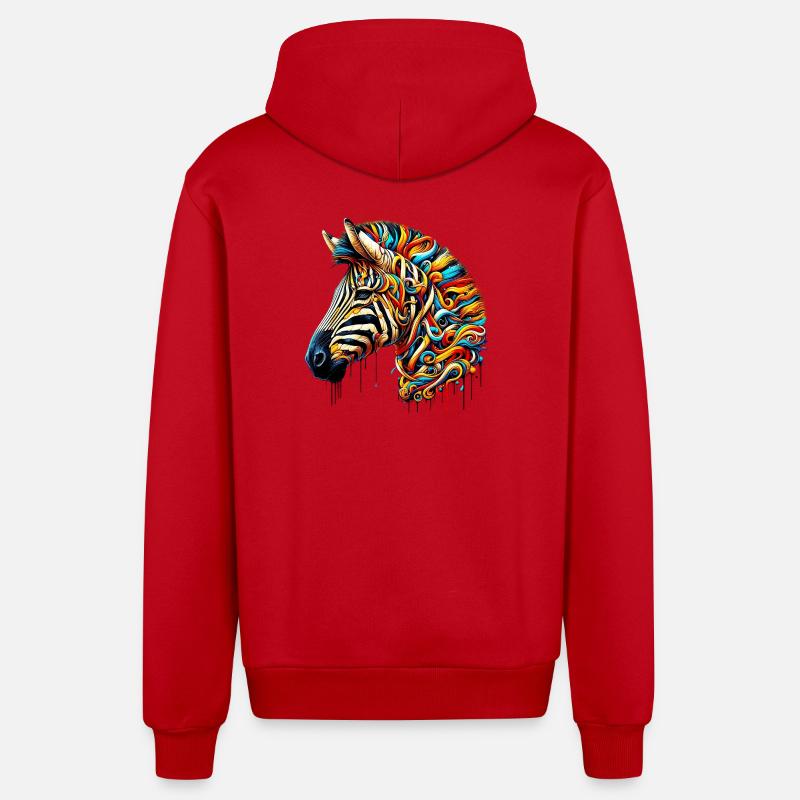 Zebra - Organic Relaxed Hooded Jacket Made in EU - red